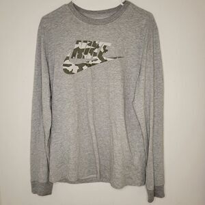 Nike Men's Grey Camo Long Sleeve T-shirt - Size (M) - Excellent Condition